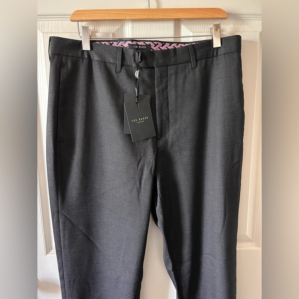 Ted Baker London Men’s Charcoal MMT-BEEZTRO Semi Plain Trousers Size 34R $175 - Picture 6 of 16